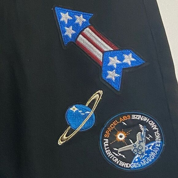 Finest Thread Luxury Goods-Black Shorts with Space Theme Patches - size 38 NWOT - Picture 6 of 12